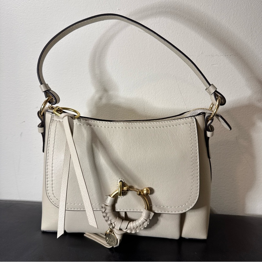 New See By Chloe Women Joan Small Bag Crossbody Leather Cement Beige